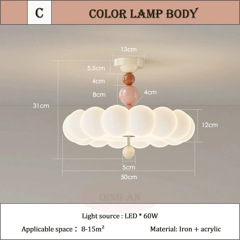 Modern Cream Style Bedroom Ceiling Lights LED Children's Room Cloud Light Warm Princess Room Boy Girl Bedroom Ceiling Lamps