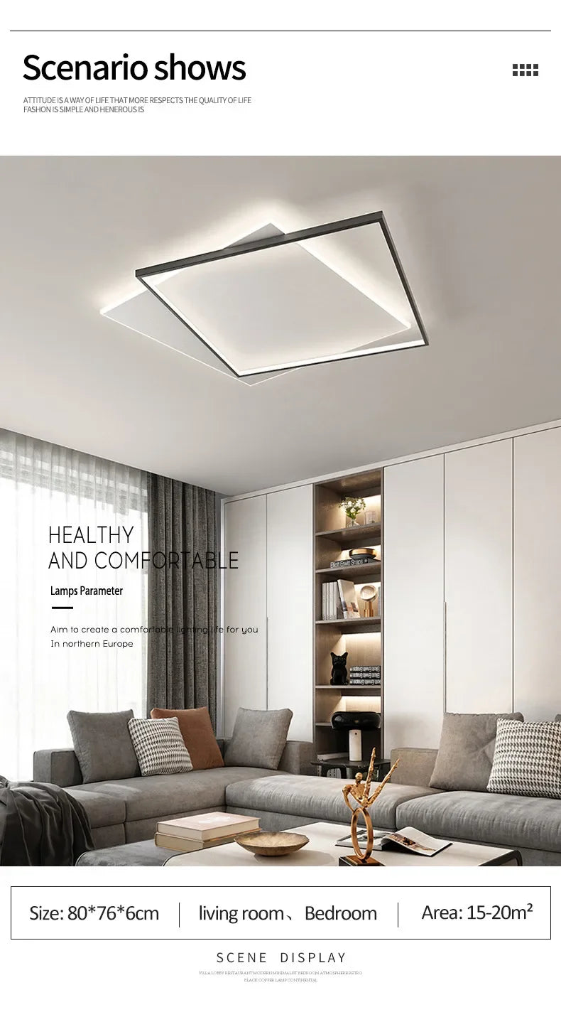 Bedroom Light Modern Minimalist Art Designer Suction Top High-end European Light Luxury Creative Ultra-thin Square Room Light