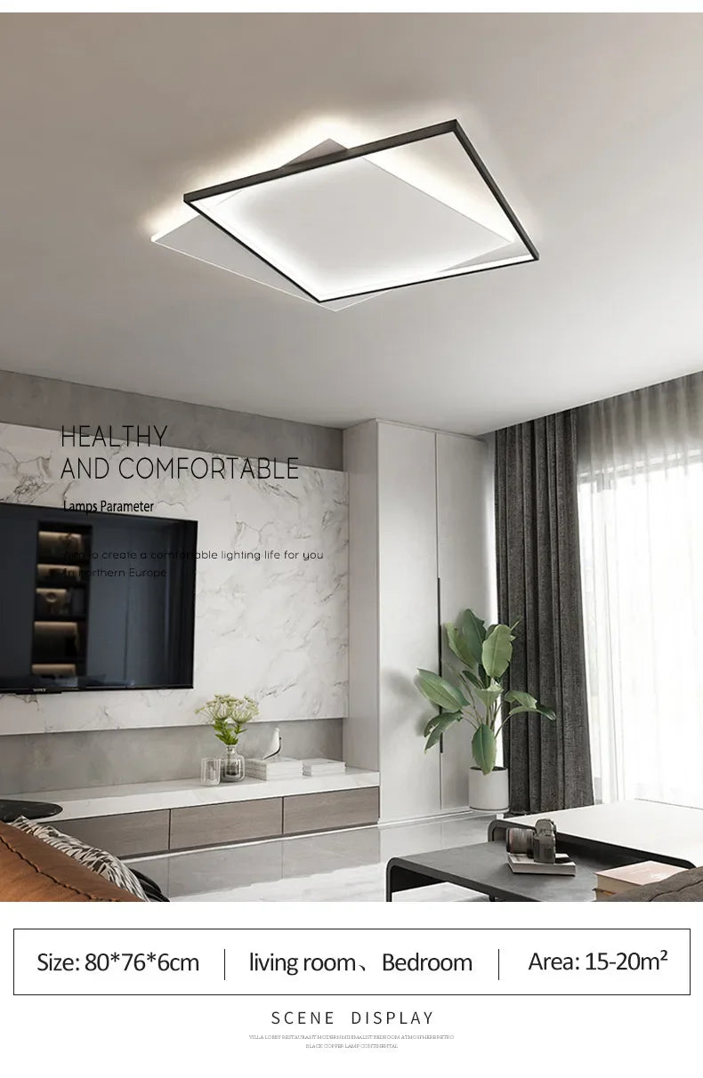 Bedroom Light Modern Minimalist Art Designer Suction Top High-end European Light Luxury Creative Ultra-thin Square Room Light