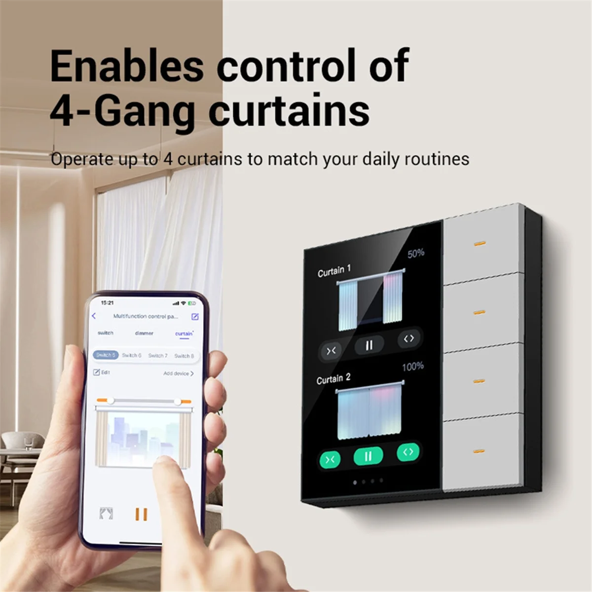 New 3.5 Inch Smart Wall Switch Touch Screen 4 Groups Switch 8-Way Scene Radar Sensor Dimming Switch Curtain Tuya Zigbee A