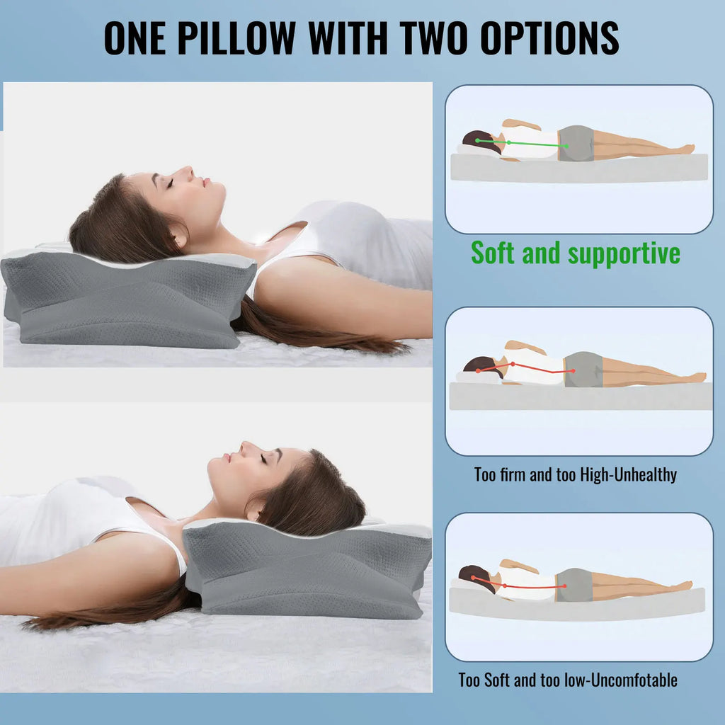 Memory Foam Cervical Pillow Ergonomic Neck Pillow Sleep Relaxation for Back and Side Sleepers Promoting Correct Spinal Alignment