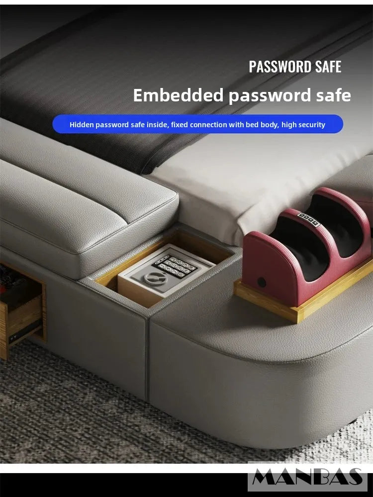 Tech Smart Bed - The Ultimate Multifunctional Bedframe With Genuine Leather, Massage, Speaker, Projector, Air Purifier
