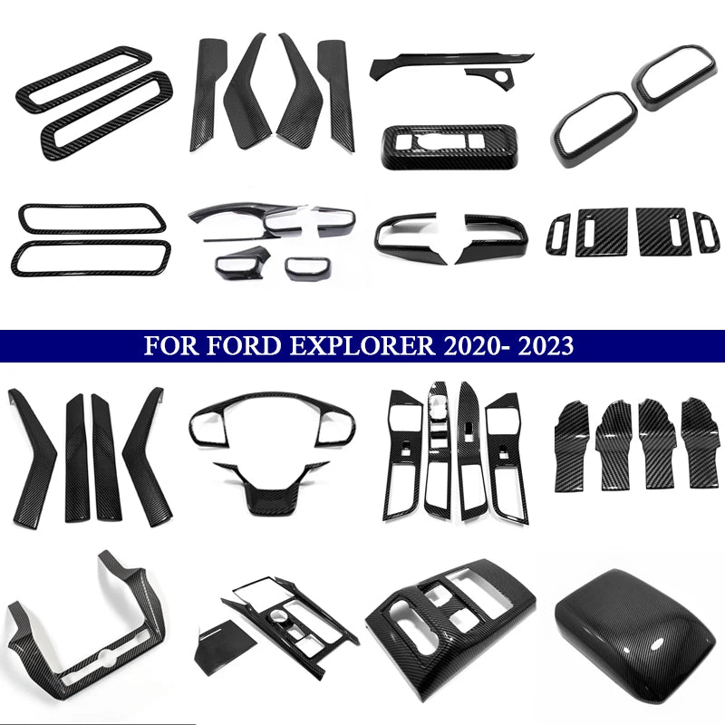 Car Accessories for Ford Explorer 2020 2021 2022 2023 ABS Carbon Fiber Interior Kit Decoration Cover Trim Side Air Vent Outlet