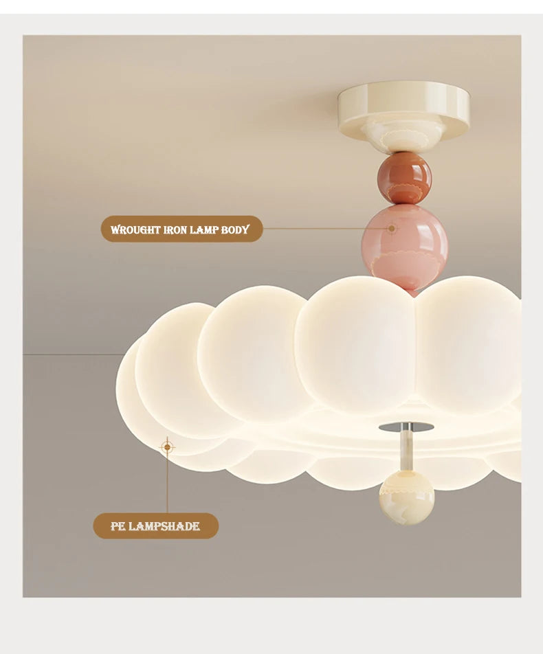Modern Cream Style Bedroom Ceiling Lights LED Children's Room Cloud Light Warm Princess Room Boy Girl Bedroom Ceiling Lamps