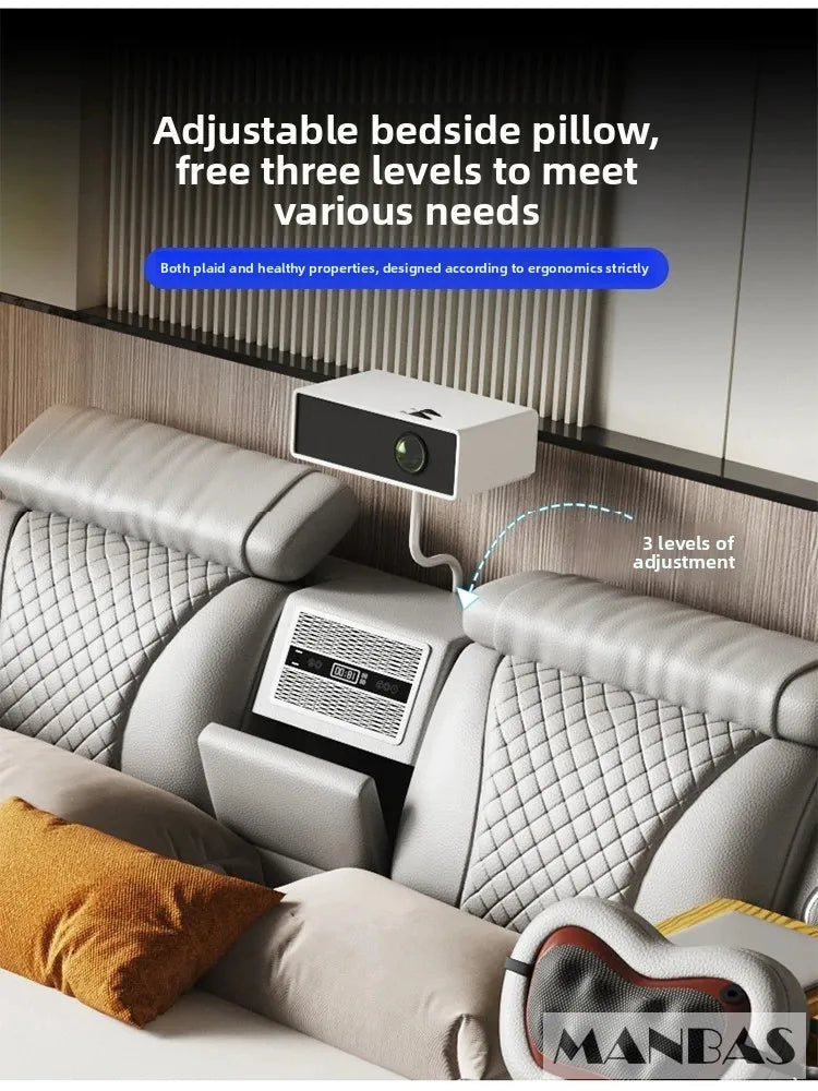 Tech Smart Bed - The Ultimate Multifunctional Bedframe With Genuine Leather, Massage, Speaker, Projector, Air Purifier